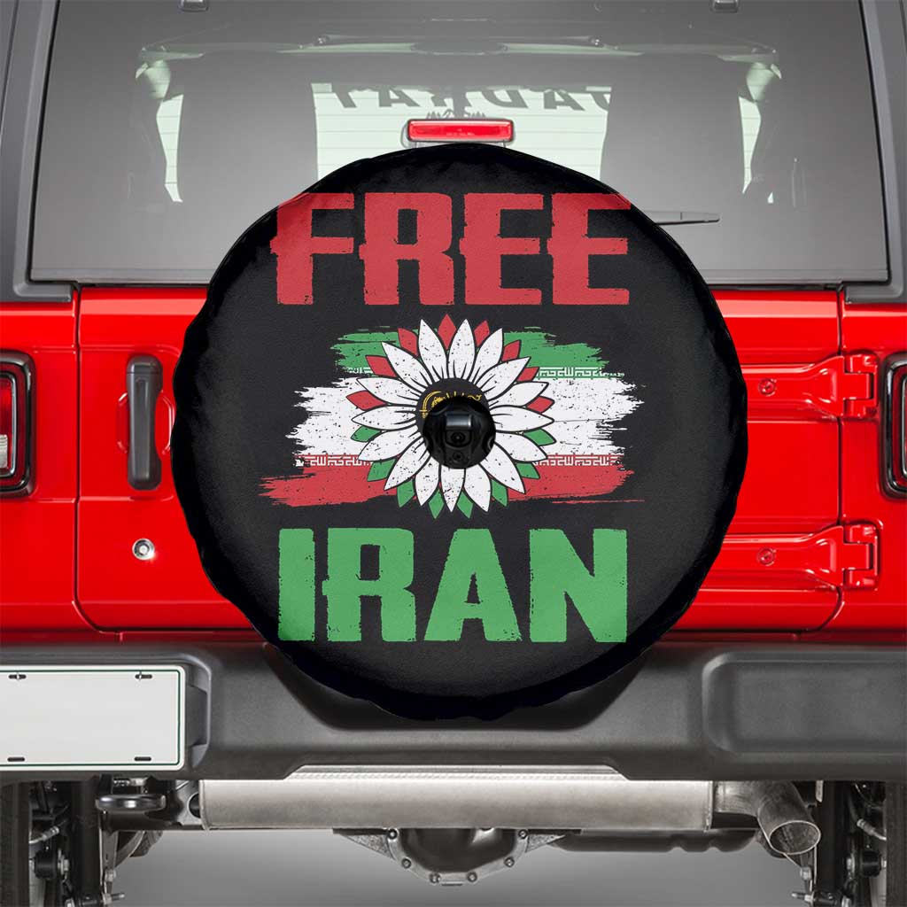 Free Iran Sunflower Spare Tire Cover Persian Flag Lion and Su Iranian Revolution Freedom Supporters TS02 Black Print Your Wear