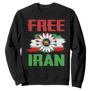 Free Iran Sunflower Sweatshirt Persian Flag Lion and Su Iranian Revolution Freedom Supporters TS02 Black Print Your Wear