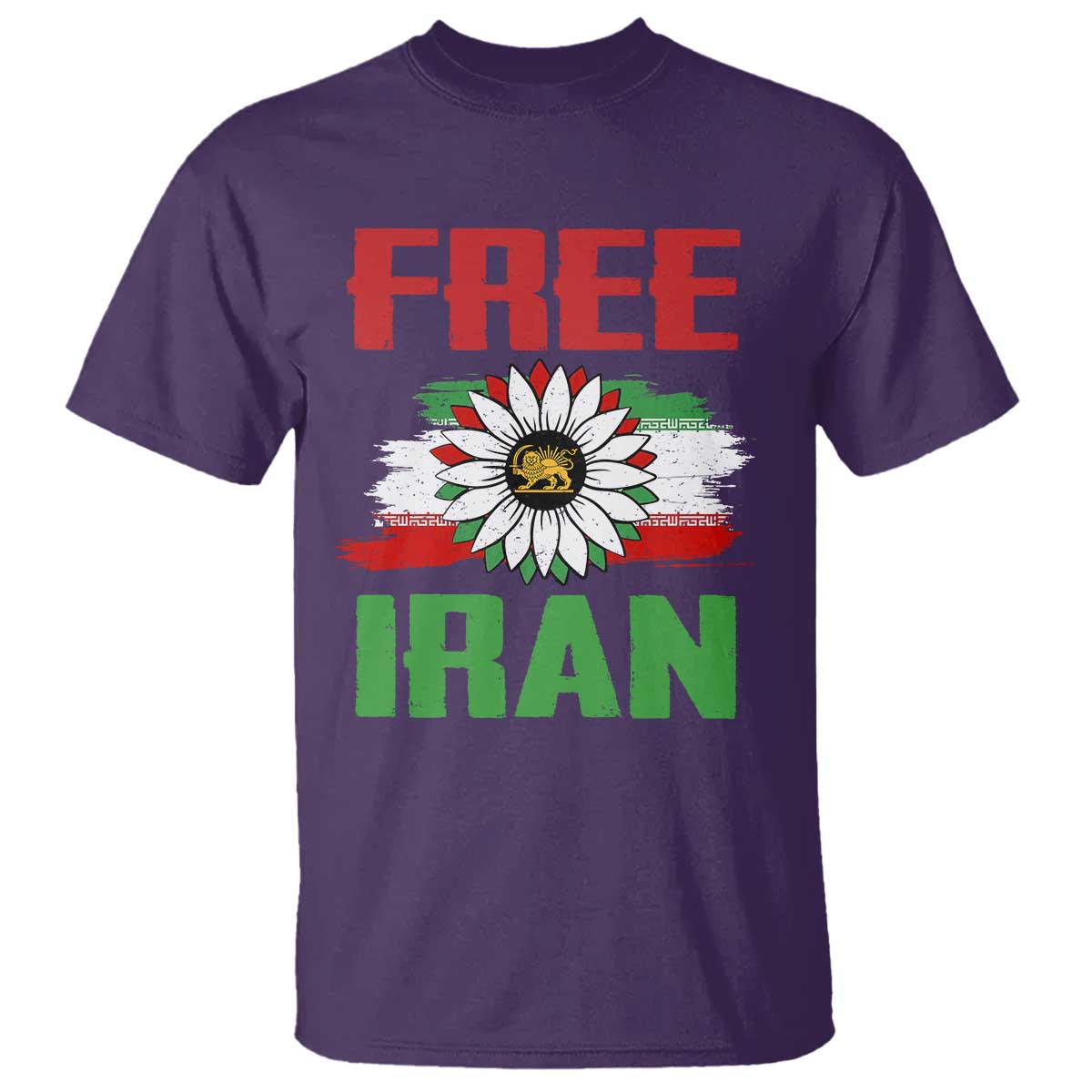 Free Iran Sunflower T Shirt Persian Flag Lion and Su Iranian Revolution Freedom Supporters TS02 Purple Print Your Wear