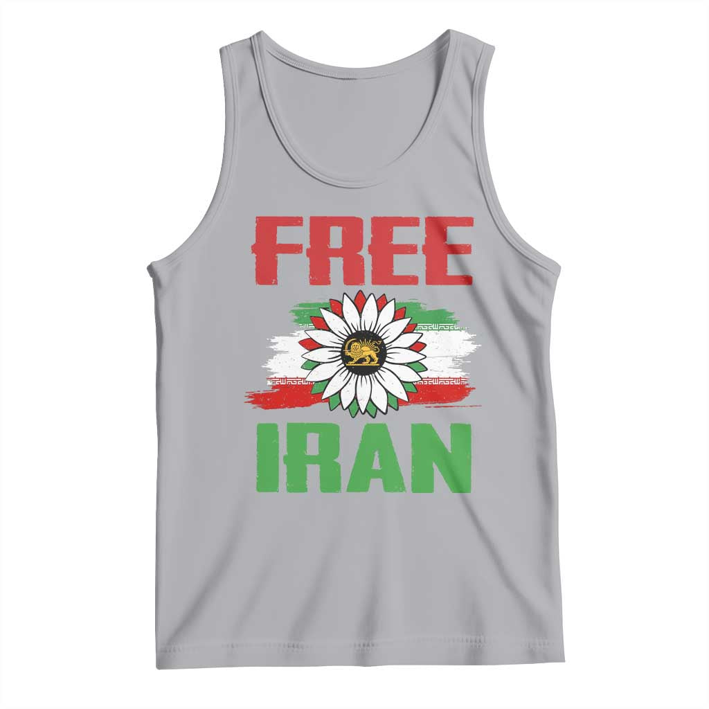 Free Iran Sunflower Tank Top Persian Flag Lion and Su Iranian Revolution Freedom Supporters TS02 Athletic Heather Print Your Wear