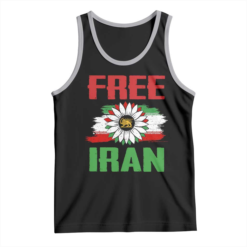 Free Iran Sunflower Tank Top Persian Flag Lion and Su Iranian Revolution Freedom Supporters TS02 Black Athletic Heather Print Your Wear
