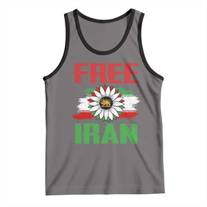 Free Iran Sunflower Tank Top Persian Flag Lion and Su Iranian Revolution Freedom Supporters TS02 Deep Heather Black Print Your Wear