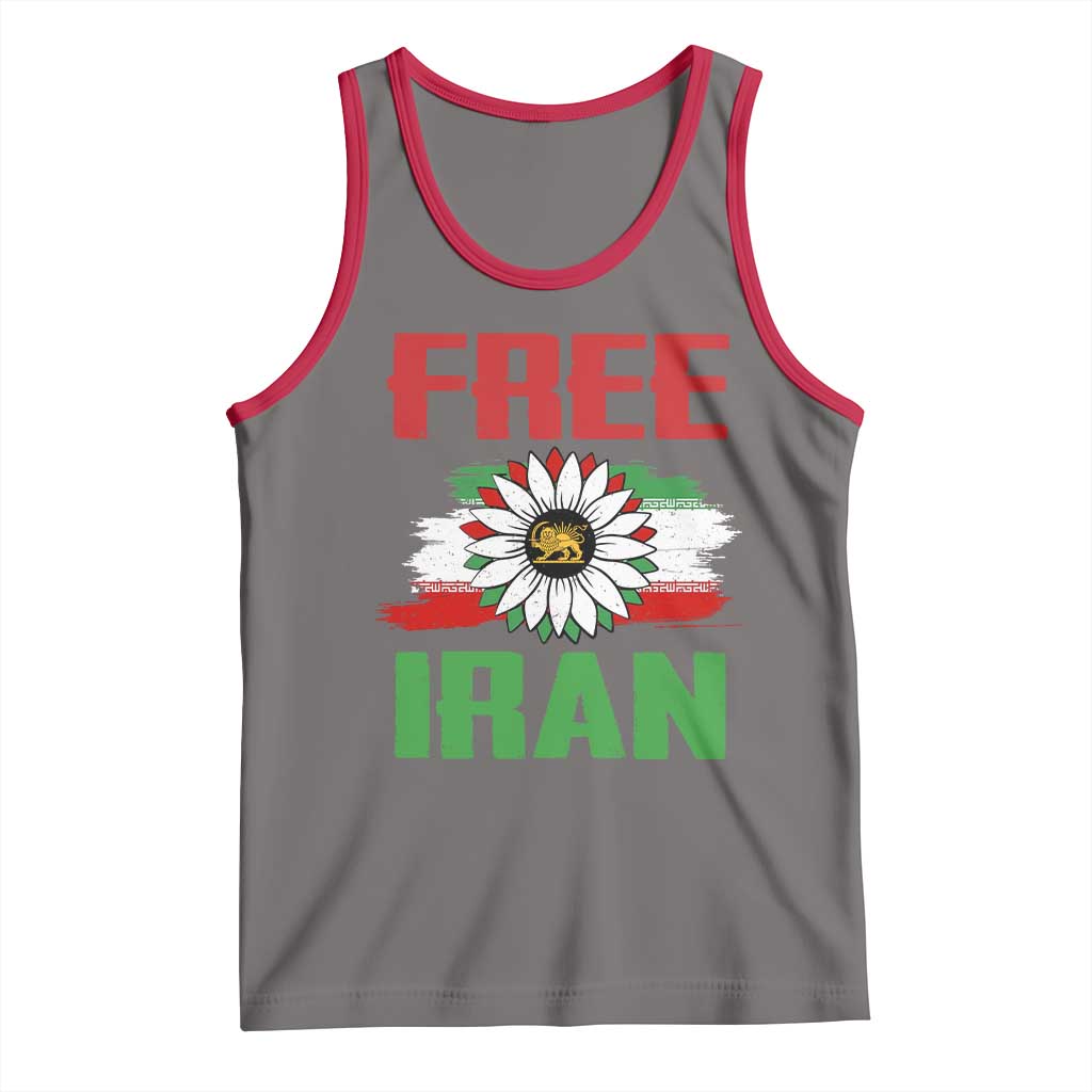 Free Iran Sunflower Tank Top Persian Flag Lion and Su Iranian Revolution Freedom Supporters TS02 Deep Heather Red Print Your Wear