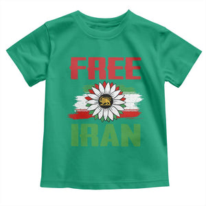 Free Iran Sunflower Toddler T Shirt Persian Flag Lion and Su Iranian Revolution Freedom Supporters TS02 Irish Green Print Your Wear