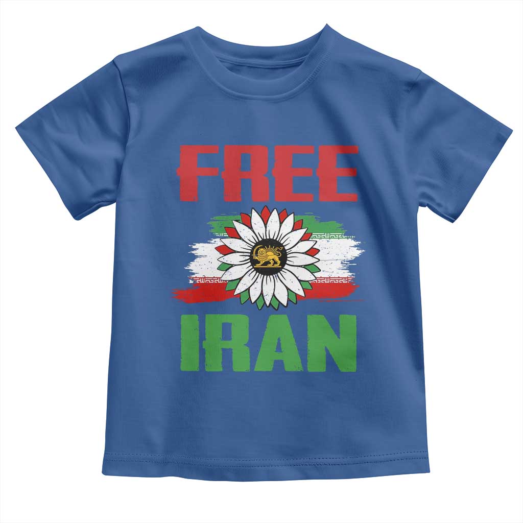 Free Iran Sunflower Toddler T Shirt Persian Flag Lion and Su Iranian Revolution Freedom Supporters TS02 Royal Blue Print Your Wear