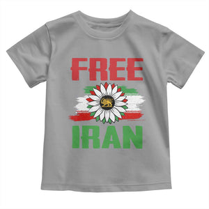 Free Iran Sunflower Toddler T Shirt Persian Flag Lion and Su Iranian Revolution Freedom Supporters TS02 Sport Gray Print Your Wear