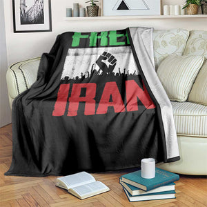 Free Iran Freedom Protest Throw Blanket Iranian Flag Raised Fist and Crowd Revolution TS02 Print Your Wear