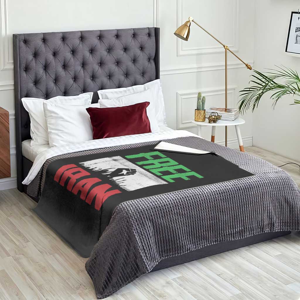 Free Iran Freedom Protest Throw Blanket Iranian Flag Raised Fist and Crowd Revolution TS02 Print Your Wear