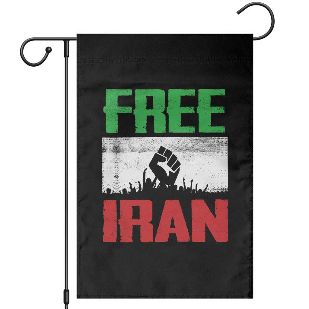 Free Iran Freedom Protest Garden Flag Iranian Flag Raised Fist and Crowd Revolution TS02 Black Print Your Wear