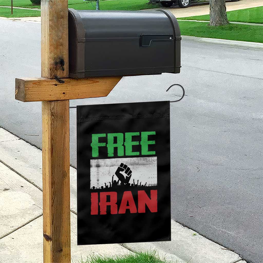Free Iran Freedom Protest Garden Flag Iranian Flag Raised Fist and Crowd Revolution TS02 Print Your Wear