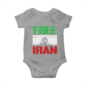 Free Iran Freedom Protest Baby Onesie Iranian Flag Raised Fist and Crowd Revolution TS02 Sport Gray Print Your Wear