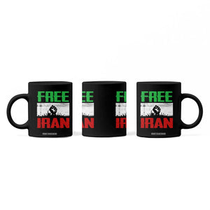 Free Iran Freedom Protest Coffee Mug Iranian Flag Raised Fist and Crowd Revolution TS02 Print Your Wear