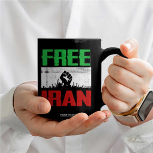 Free Iran Freedom Protest Coffee Mug Iranian Flag Raised Fist and Crowd Revolution TS02 Print Your Wear