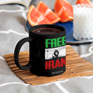 Free Iran Freedom Protest Coffee Mug Iranian Flag Raised Fist and Crowd Revolution TS02 Print Your Wear