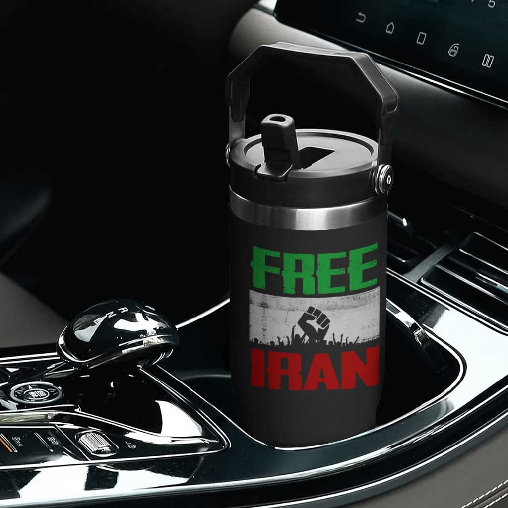 Free Iran Freedom Protest Flip Straw Tumbler Iranian Flag Raised Fist and Crowd Revolution TS02 Print Your Wear