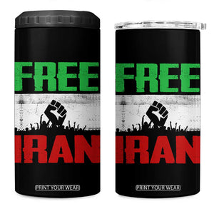 Free Iran Freedom Protest 4 in 1 Can Cooler Tumbler Iranian Flag Raised Fist and Crowd Revolution TS02 One Size: 16 oz Black Print Your Wear
