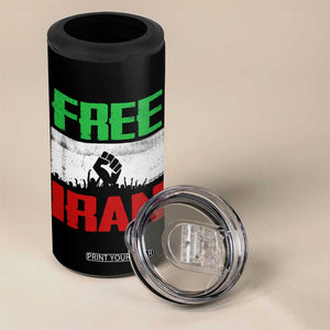 Free Iran Freedom Protest 4 in 1 Can Cooler Tumbler Iranian Flag Raised Fist and Crowd Revolution TS02 Print Your Wear