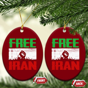 Free Iran Freedom Protest Ceramic Ornament Iranian Flag Raised Fist and Crowd Revolution TS02 Print Your Wear