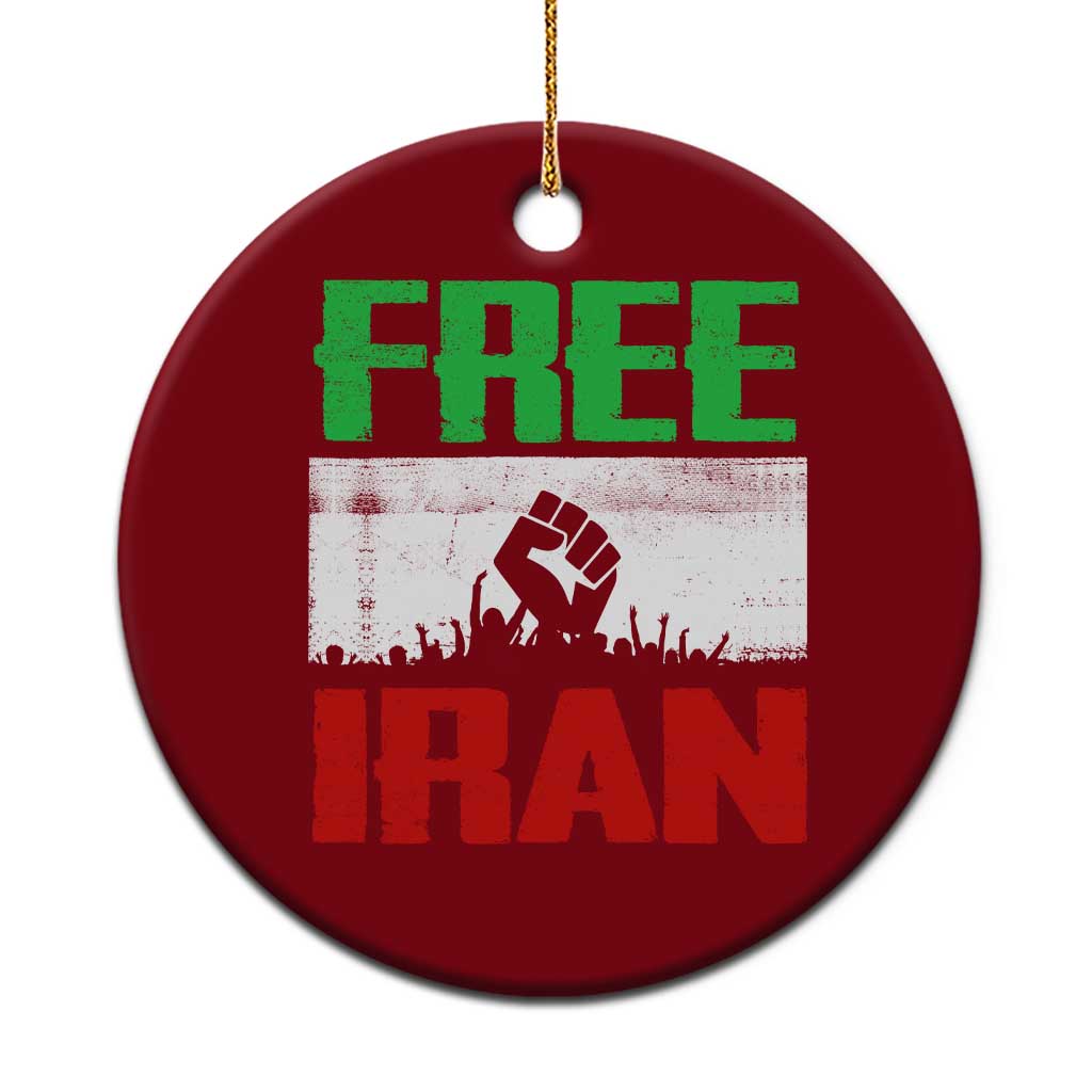 Free Iran Freedom Protest Ceramic Ornament Iranian Flag Raised Fist and Crowd Revolution TS02 1pc Red Print Your Wear