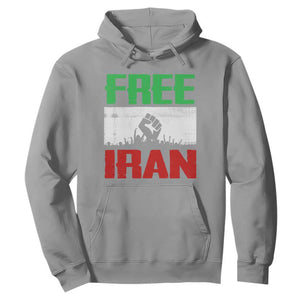 Free Iran Freedom Protest Hoodie Iranian Flag Raised Fist and Crowd Revolution TS02 Sport Gray Print Your Wear