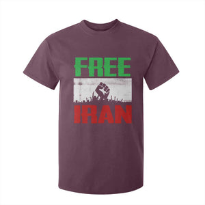 Free Iran Freedom Protest T Shirt For Kid Iranian Flag Raised Fist and Crowd Revolution TS02 Maroon Print Your Wear