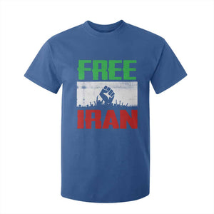 Free Iran Freedom Protest T Shirt For Kid Iranian Flag Raised Fist and Crowd Revolution TS02 Royal Blue Print Your Wear