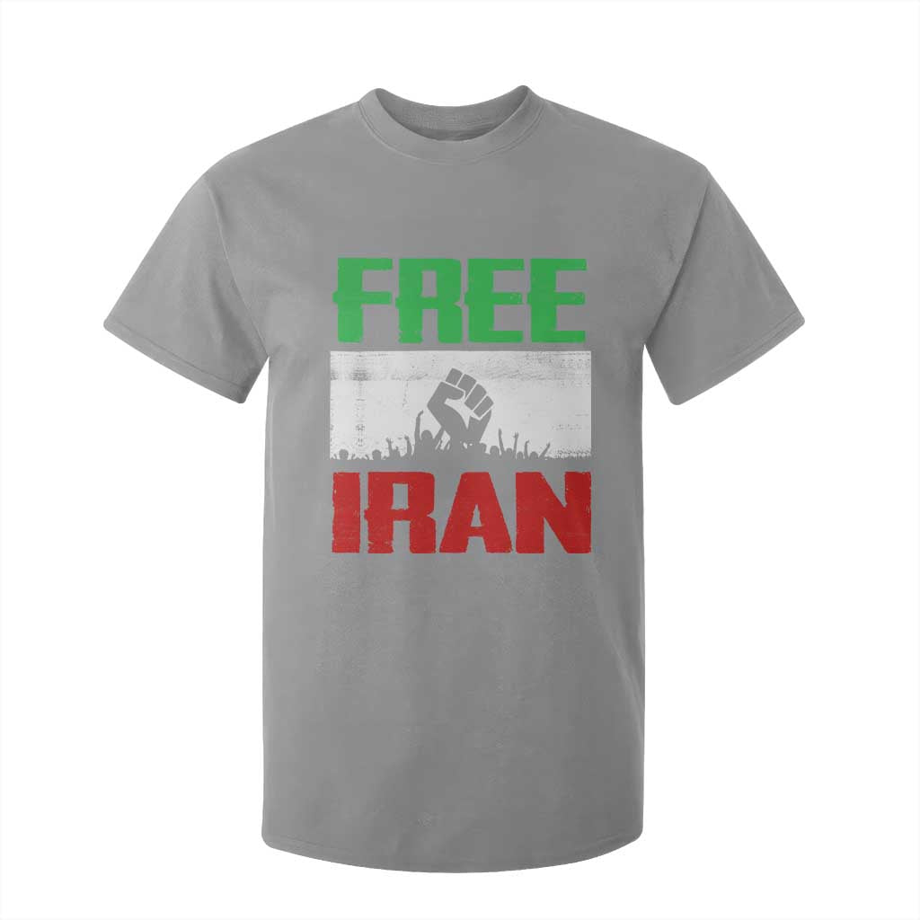 Free Iran Freedom Protest T Shirt For Kid Iranian Flag Raised Fist and Crowd Revolution TS02 Sport Gray Print Your Wear