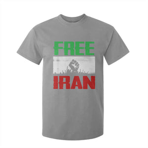 Free Iran Freedom Protest T Shirt For Kid Iranian Flag Raised Fist and Crowd Revolution TS02 Sport Gray Print Your Wear