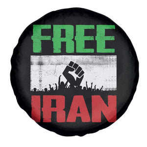 Free Iran Freedom Protest Spare Tire Cover Iranian Flag Raised Fist and Crowd Revolution TS02 Print Your Wear