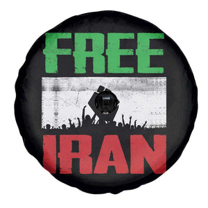 Free Iran Freedom Protest Spare Tire Cover Iranian Flag Raised Fist and Crowd Revolution TS02 Print Your Wear