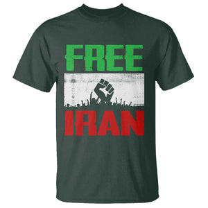 Free Iran Freedom Protest T Shirt Iranian Flag Raised Fist and Crowd Revolution TS02 Dark Forest Green Print Your Wear