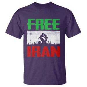 Free Iran Freedom Protest T Shirt Iranian Flag Raised Fist and Crowd Revolution TS02 Purple Print Your Wear