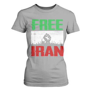 Free Iran Freedom Protest T Shirt For Women Iranian Flag Raised Fist and Crowd Revolution TS02 Sport Gray Print Your Wear