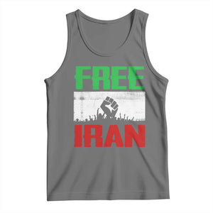 Free Iran Freedom Protest Tank Top Iranian Flag Raised Fist and Crowd Revolution TS02 Black Heather Print Your Wear