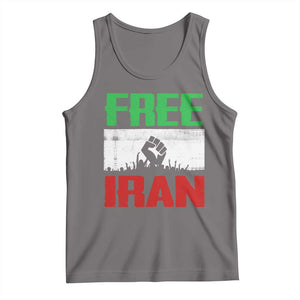 Free Iran Freedom Protest Tank Top Iranian Flag Raised Fist and Crowd Revolution TS02 Deep Heather Print Your Wear