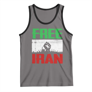 Free Iran Freedom Protest Tank Top Iranian Flag Raised Fist and Crowd Revolution TS02 Deep Heather Black Print Your Wear