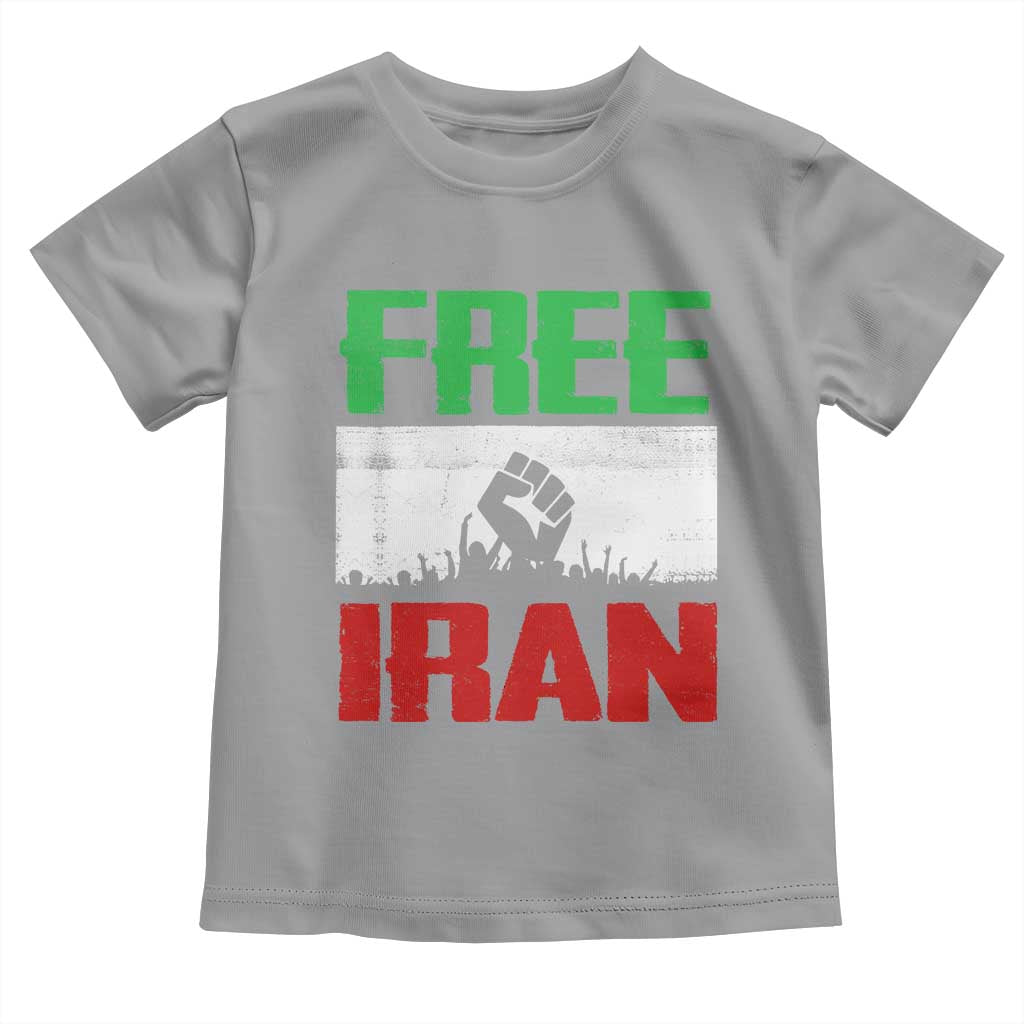 Free Iran Freedom Protest Toddler T Shirt Iranian Flag Raised Fist and Crowd Revolution TS02 Sport Gray Print Your Wear
