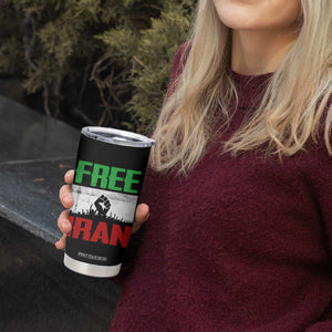 Free Iran Freedom Protest Tumbler Cup Iranian Flag Raised Fist and Crowd Revolution TS02 Print Your Wear