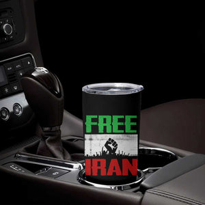 Free Iran Freedom Protest Tumbler Cup Iranian Flag Raised Fist and Crowd Revolution TS02 Print Your Wear