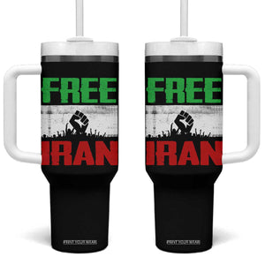 Free Iran Freedom Protest Tumbler With Handle Iranian Flag Raised Fist and Crowd Revolution TS02 One Size: 40 oz Black Print Your Wear