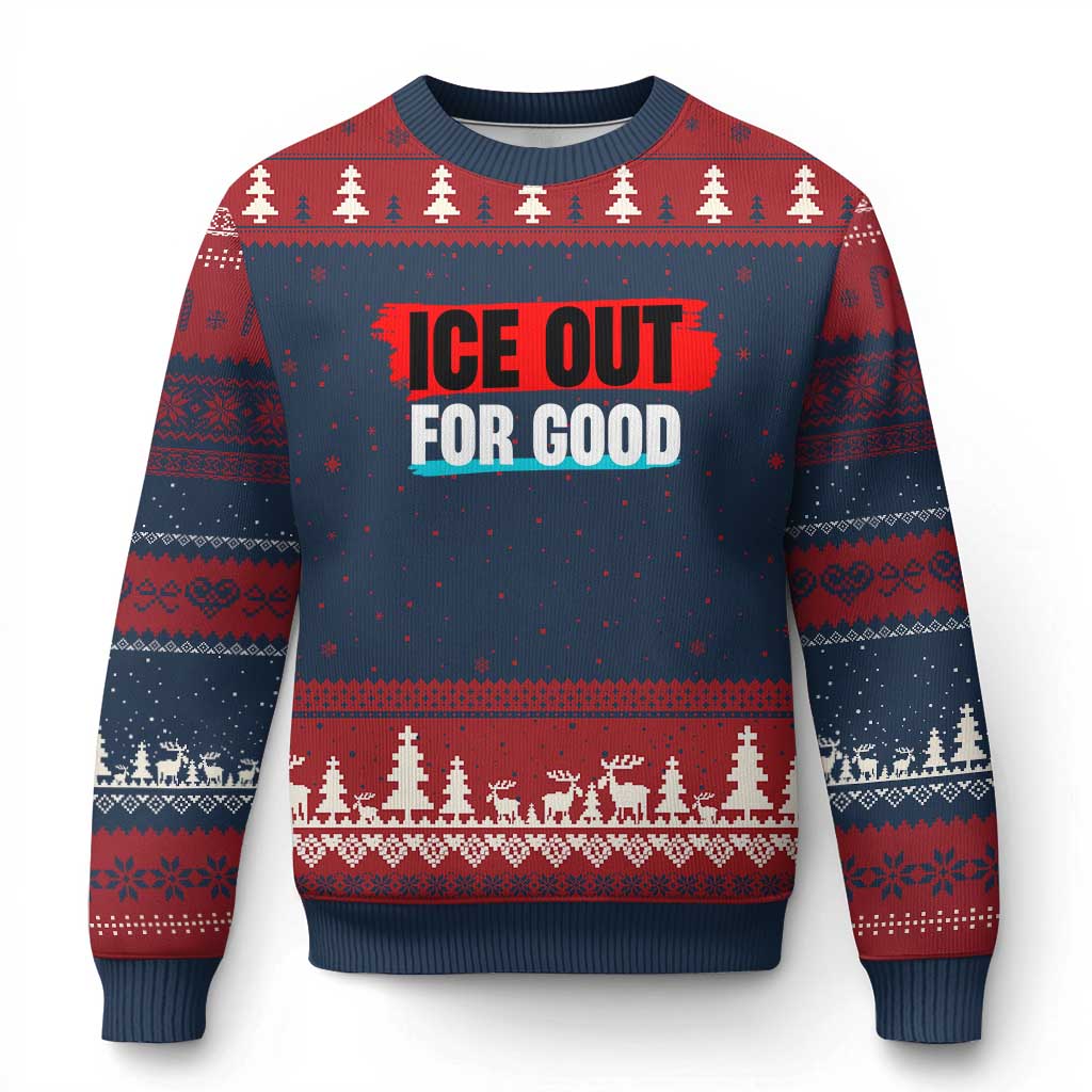 Ice Out For Good Ugly Christmas Sweater Subtle Against Ice Protest Political Resistance TS02 Navy Red Print Your Wear
