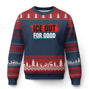 Ice Out For Good Ugly Christmas Sweater Subtle Against Ice Protest Political Resistance TS02 Navy Red Print Your Wear