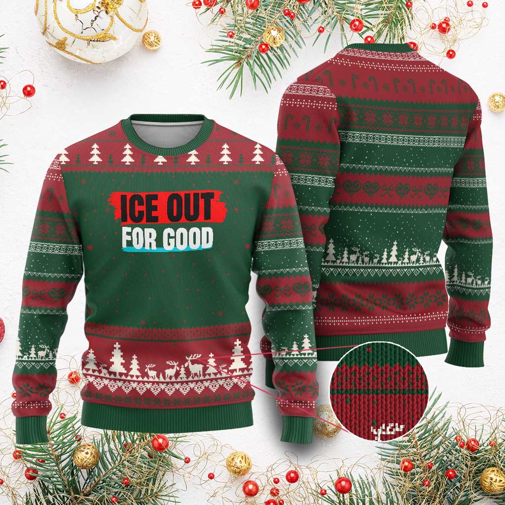 Ice Out For Good Ugly Christmas Sweater Subtle Against Ice Protest Political Resistance TS02 Red Green Print Your Wear