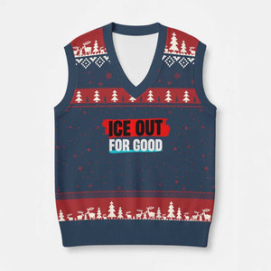 Ice Out For Good V-Neck Knit Sweater Vest Subtle Against Ice Protest Political Resistance TS02 Navy Red Print Your Wear