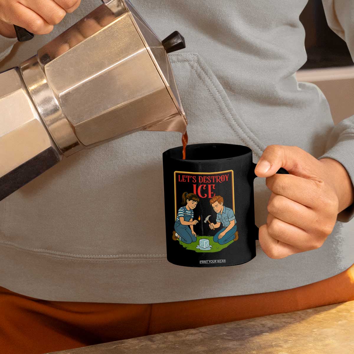 Let’s Destroy ICE Coffee Mug Retro Parody Protest with Satirical Childhood Graphic TS02 Print Your Wear