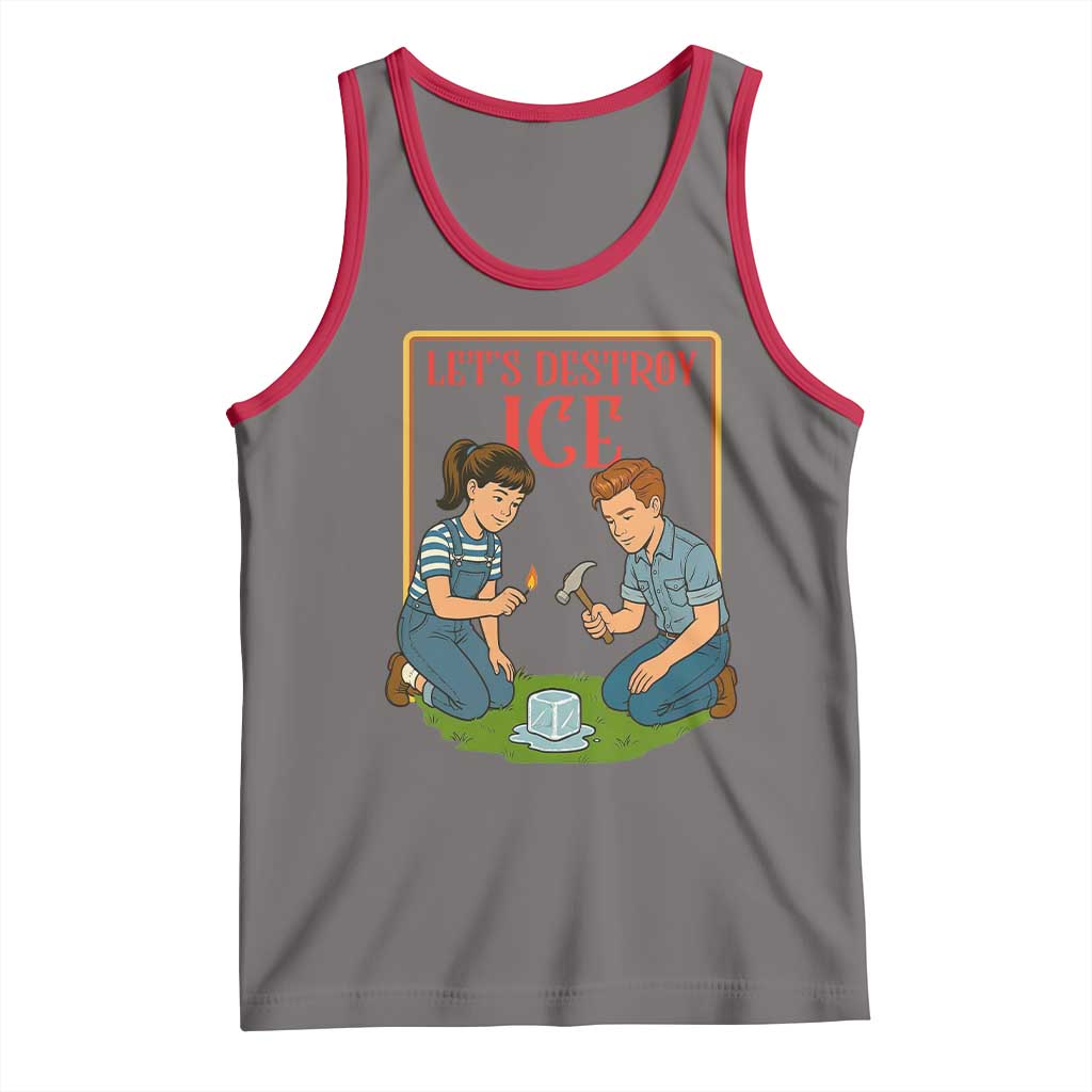 Let’s Destroy ICE Tank Top Retro Parody Protest with Satirical Childhood Graphic TS02 Deep Heather Red Print Your Wear