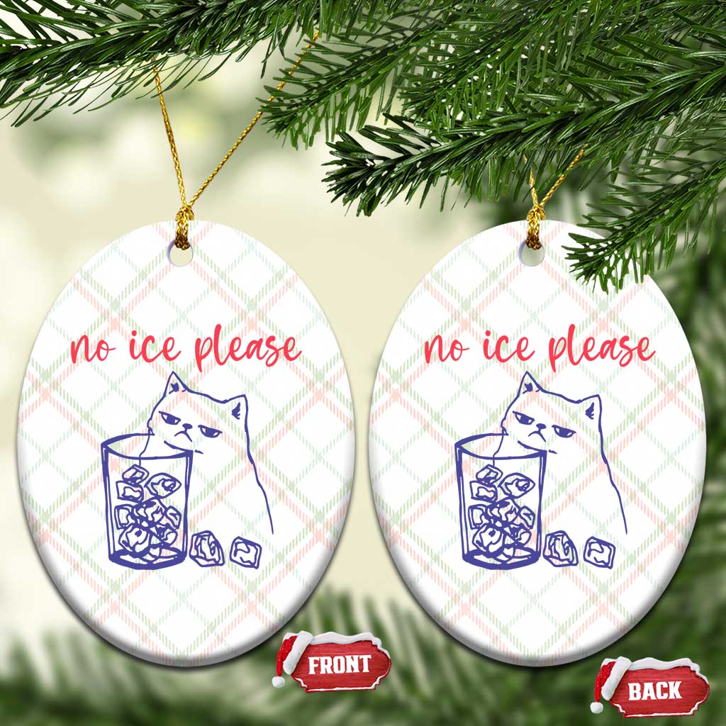 No Ice Please Funny Cat Meme Ceramic Ornament Subtle Against Ice Protest Political Resistance TS02 Print Your Wear