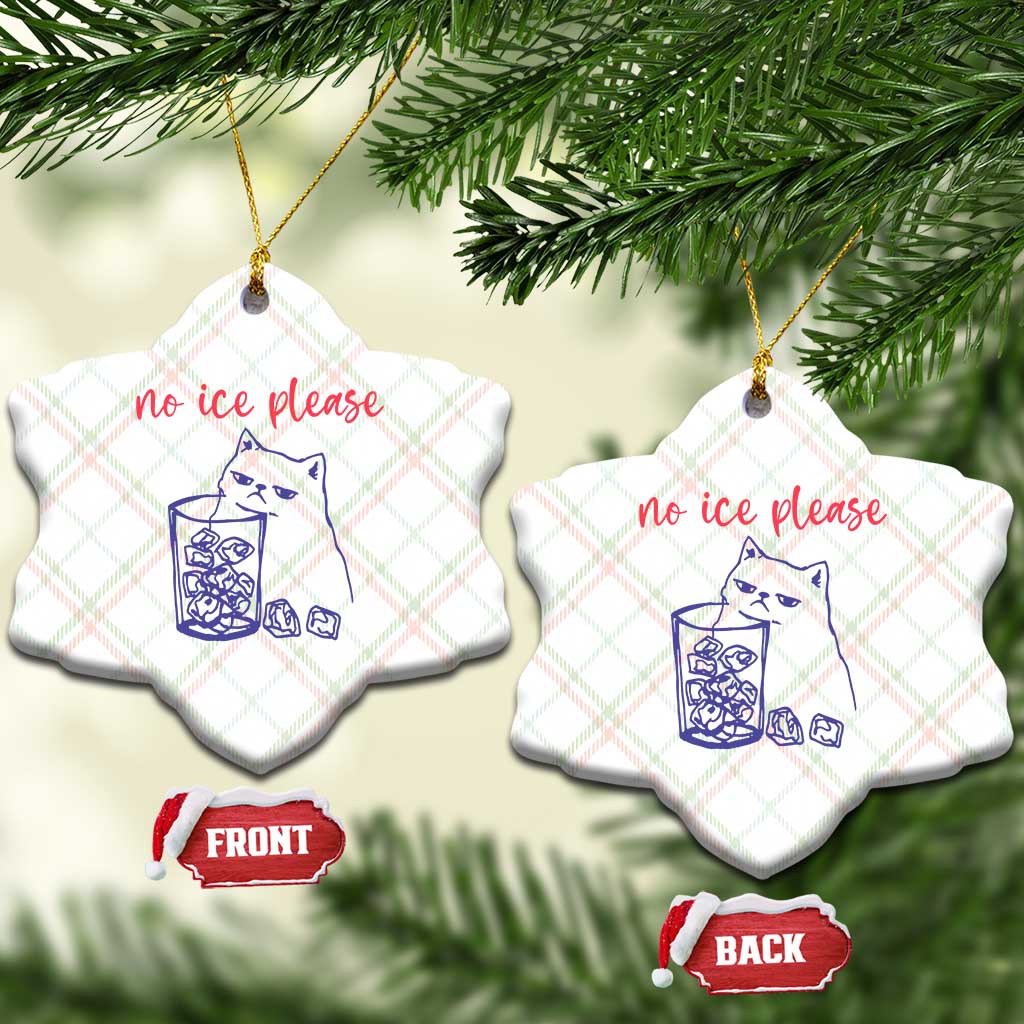 No Ice Please Funny Cat Meme Ceramic Ornament Subtle Against Ice Protest Political Resistance TS02 Print Your Wear
