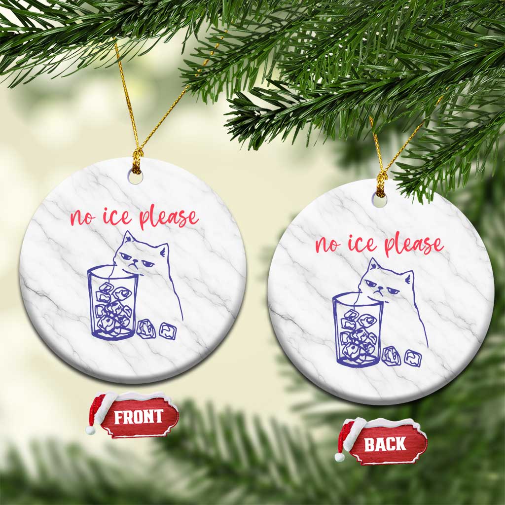 No Ice Please Funny Cat Meme Ceramic Ornament Subtle Against Ice Protest Political Resistance TS02 1pc White Marble Print Your Wear