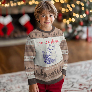 No Ice Please Funny Cat Meme Ugly Christmas Sweater Subtle Against Ice Protest Political Resistance TS02 Mocha Mousse Print Your Wear